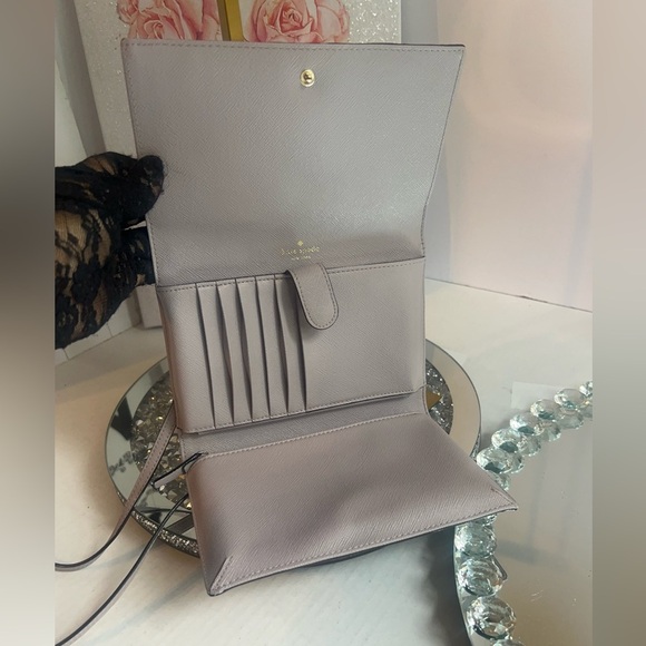 Kate Spade blush gray taupe rabbit crossbody wallet - Picture 8 of 15